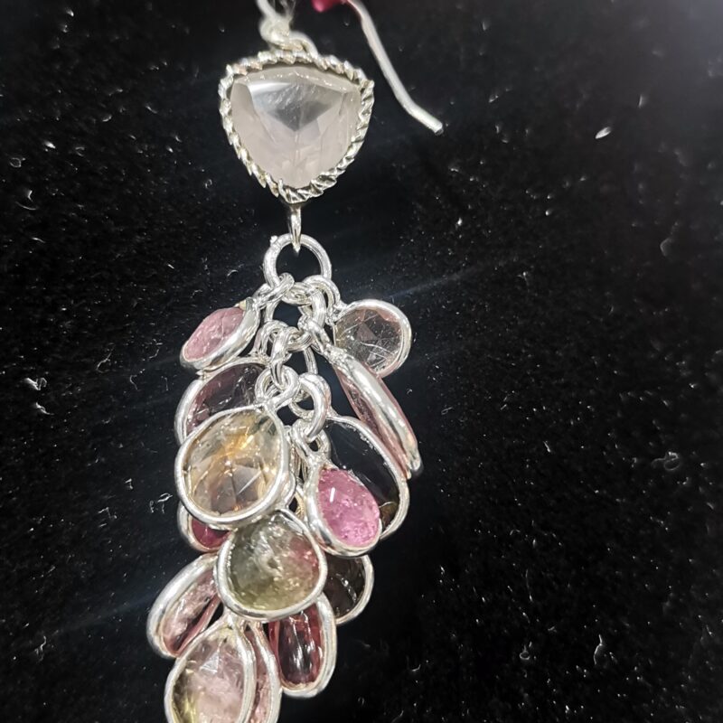 PENDIENTES TURMALINA SANDIA PLATA