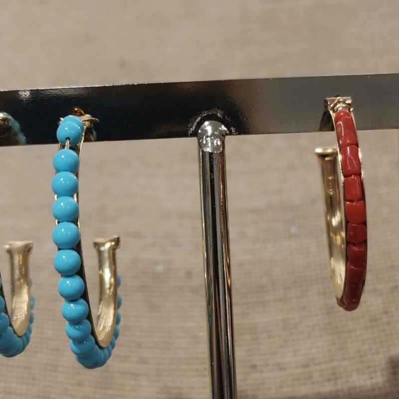 PENDIENTES ARO TURQUESA O CORAL PLATA BAÑO ORO