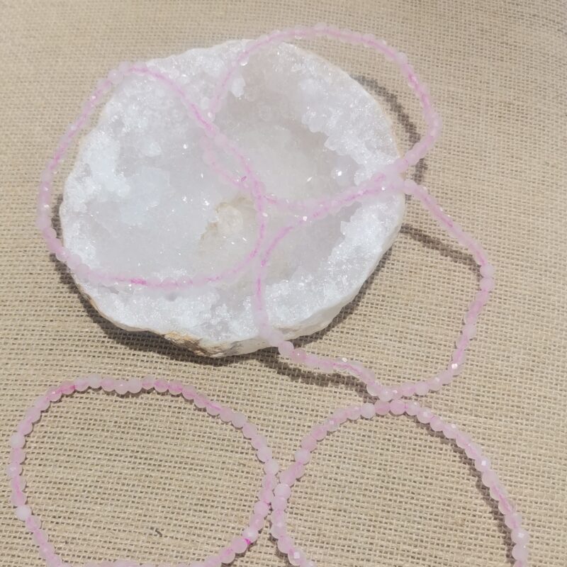 PULSERA CUARZO ROSA 4 MM FLATEADA