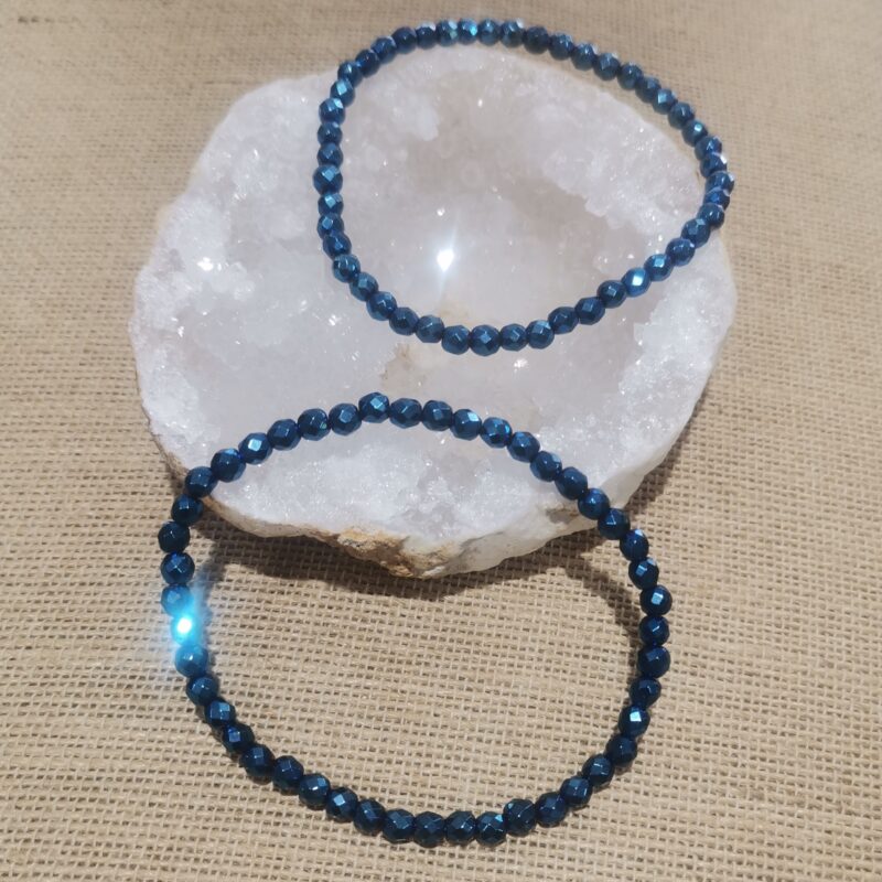 PULSERA HEMATITE CON TITANIO 4 MM FLATEADA