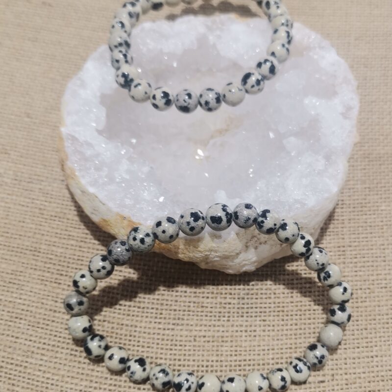 PULSERA MINERAL JASPE DALMATA 6 MM