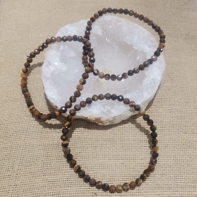 PULSERA OJO DE TIGRE 4 MM FLATEADA