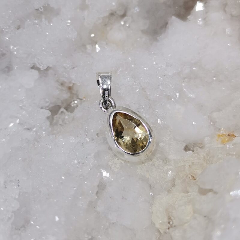 COLGANTE PLATA CITRINO GOTA PEQUEÑA EXTRA